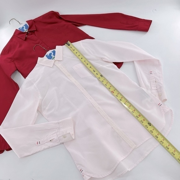 TOMMY HILFIGER WOMENS PINK STRIPED SHIRT BURGUNDY SHIRT 2/38 - Picture 6 of 17